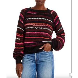 MOTHER Alpaca Blend Sweater Size XS Stripes Bell Sleeve Crop Sweater Chunky